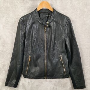 Ivanka‎ Trump Black Faux Leather Jacket Suze L